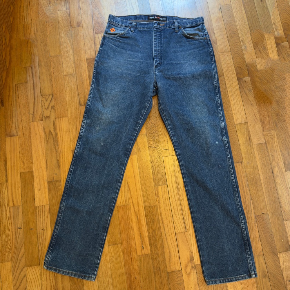Wrangler FR Jeans Mens 38x36 Blue Denim Flame Resistant Work Pants 13MWZ